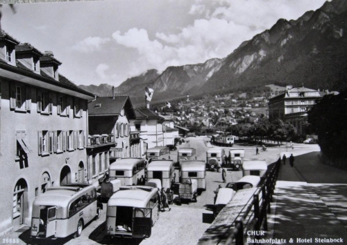 Chur Bahnhofplatz und Hotel Steinbock 1960